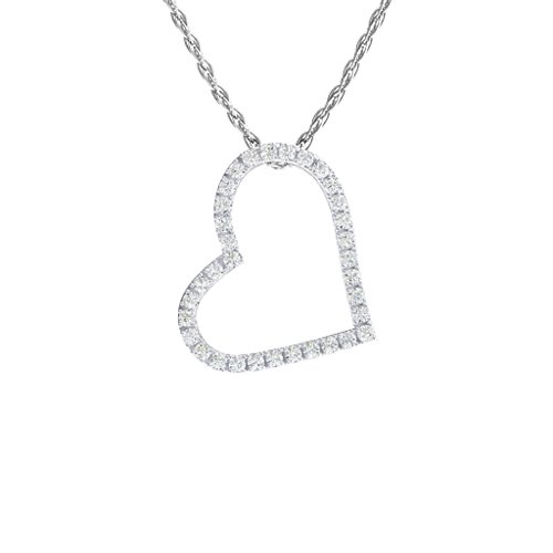 Pavé Heart Pendant with Diamond Accents – Sterling Silver