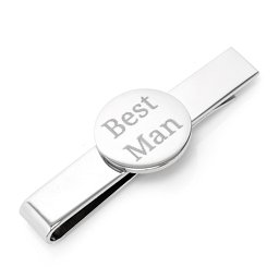 Round Infinity Engravable Tie Bar in Stainless Steel