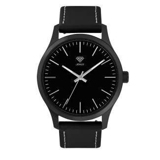 Men's Personalized 40mm Dress Watch - Black Case, Black Dial, Black Leather