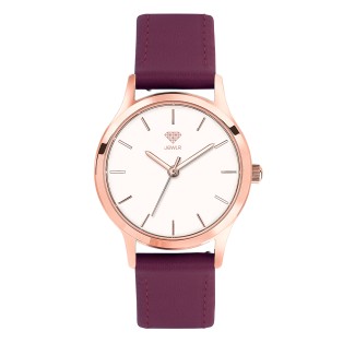 Women's Personalized Dress Watch - 32mm Metro - Rose Gold Case, White Dial, Burgundy Leather