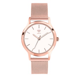 Women's Personalized 32mm Dress Watch - Rose Gold Case, White Dial, Rose Mesh