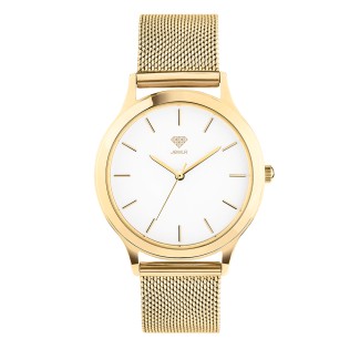 Women's Personalized 36mm Dress Watch - Gold Case, White Dial, Gold Mesh
