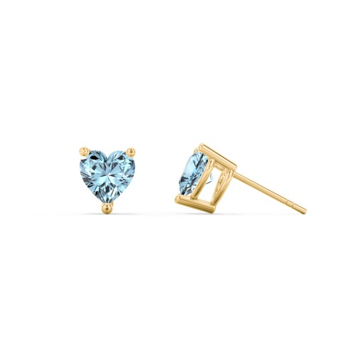 Heart Stud Earrings – 10K Yellow Gold with Blue Topaz