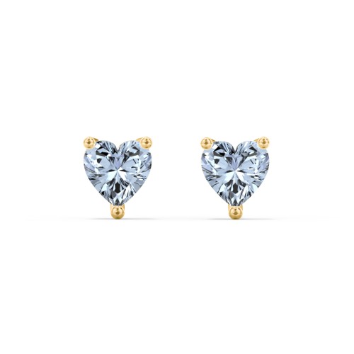 Heart Stud Earrings – 10K Yellow Gold with Aquamarine