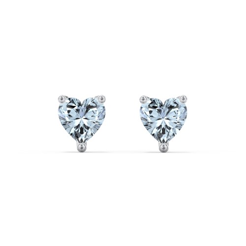Heart Stud Earrings – Sterling Silver with Aquamarine