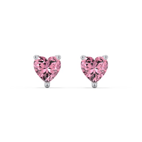 Heart Stud Earrings – Sterling Silver with Pink Tourmaline