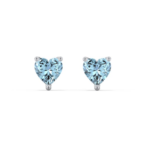 Heart Stud Earrings – Sterling Silver with Blue Topaz