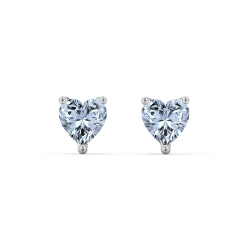 Heart Stud Earrings – Sterling Silver with Aquamarine