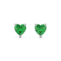 Heart Stud Earrings in 925 Sterling Silver with Emerald