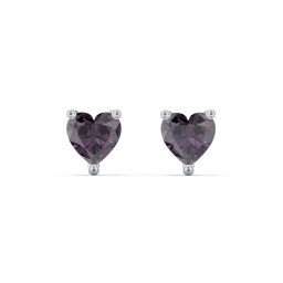 Heart Stud Earrings in 925 Sterling Silver with Alexandrite