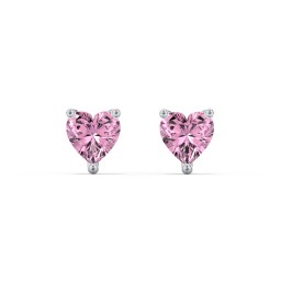 Heart Stud Earrings in 925 Sterling Silver with Pink Tourmaline