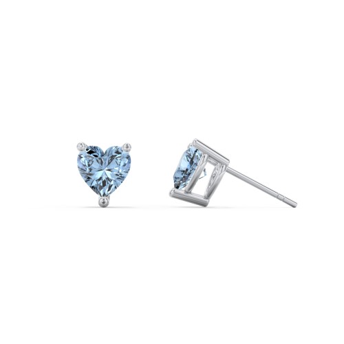 Heart Stud Earrings – Sterling Silver with Blue Topaz