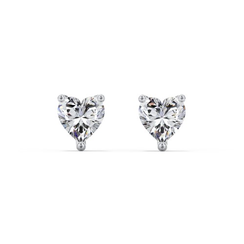 Heart Stud Earrings – Sterling Silver with Cubic Zirconia