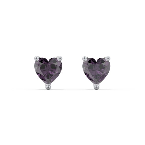 Heart Stud Earrings – Sterling Silver with Alexandrite