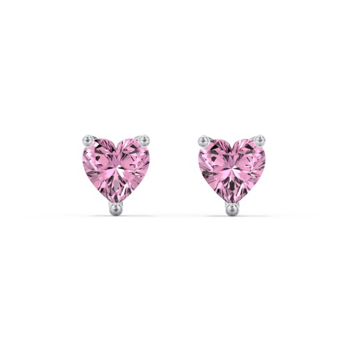 Heart Stud Earrings – Sterling Silver with Pink Tourmaline