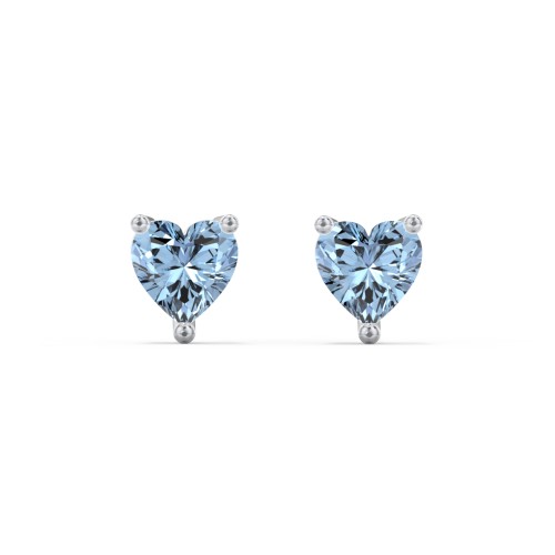 Heart Stud Earrings – Sterling Silver with Blue Topaz