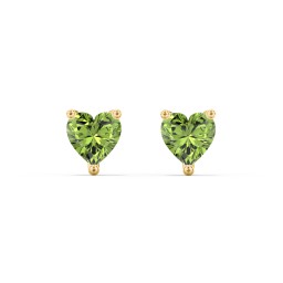 Heart Stud Earrings in 10K Solid Yellow Gold with Peridot