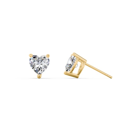 Heart Stud Earrings – 10K Yellow Gold with Cubic Zirconia