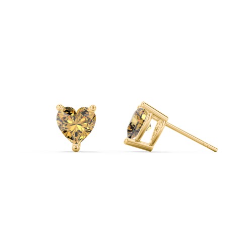 Heart Stud Earrings – 10K Yellow Gold with Citrine