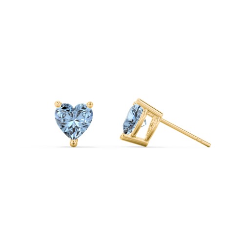 Heart Stud Earrings – 10K Yellow Gold with Blue Topaz