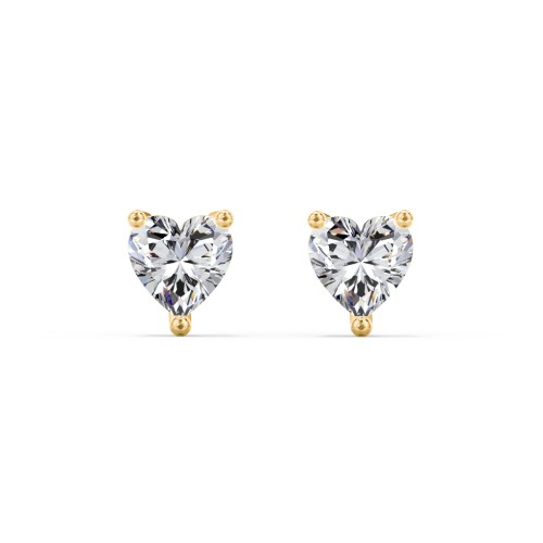 Heart Stud Earrings – 10K Yellow Gold with Cubic Zirconia