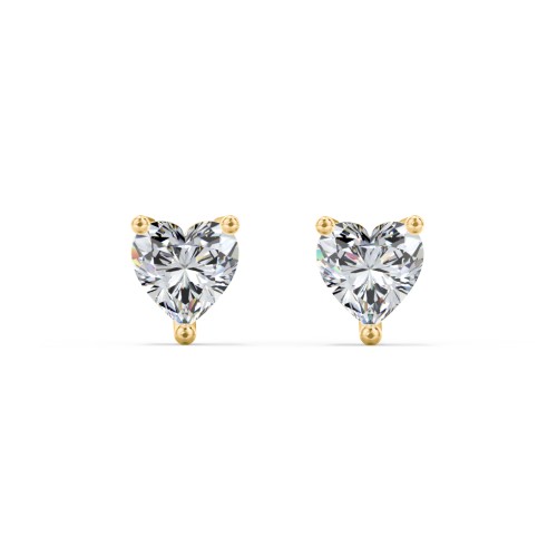 Heart Stud Earrings – 10K Yellow Gold with Diamond
