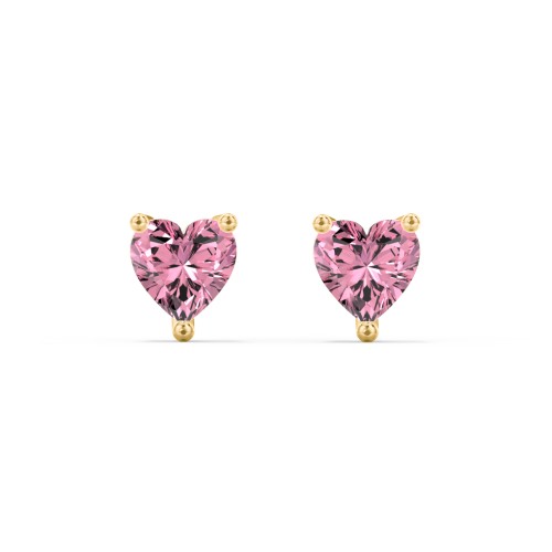 Heart Stud Earrings – 10K Yellow Gold with Pink Tourmaline