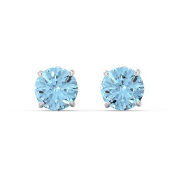 1 Carat Solitaire Stud Earrings in 925 Sterling Silver with Blue Topaz