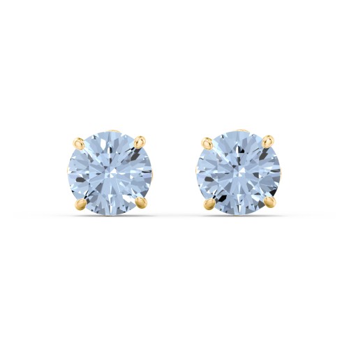 1 Carat Solitaire Stud Earrings – 10K Yellow Gold with Aquamarine