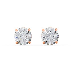 1 Carat Solitaire Stud Earrings in 10K Solid Rose Gold with Cubic Zirconia