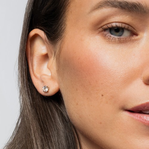 1 Carat Solitaire Stud Earrings – 10K Rose Gold with Cubic Zirconia