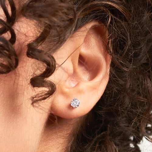 1 Carat Solitaire Stud Earrings – 10K Rose Gold with Cubic Zirconia