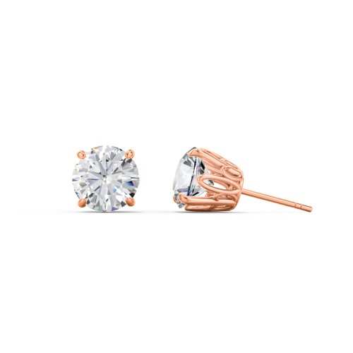 1 Carat Solitaire Stud Earrings – 10K Rose Gold with Cubic Zirconia