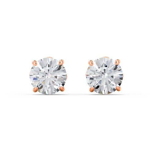 1 Carat Solitaire Stud Earrings – 10K Rose Gold with Cubic Zirconia