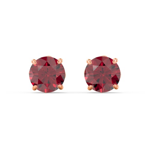 1 Carat Solitaire Stud Earrings – 10K Rose Gold with Ruby