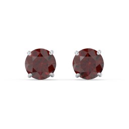 1 Carat Solitaire Stud Earrings in 925 Sterling Silver with Garnet