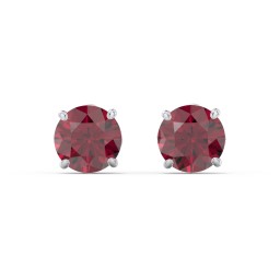 1 Carat Solitaire Stud Earrings in 925 Sterling Silver with Ruby