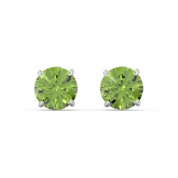 1 Carat Solitaire Stud Earrings in 925 Sterling Silver with Peridot
