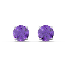 1 Carat Solitaire Stud Earrings in 925 Sterling Silver with Amethyst