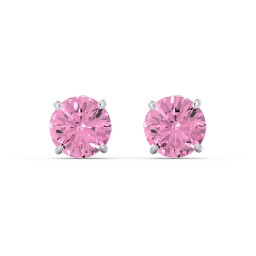 1 Carat Solitaire Stud Earrings in 925 Sterling Silver with Pink Tourmaline