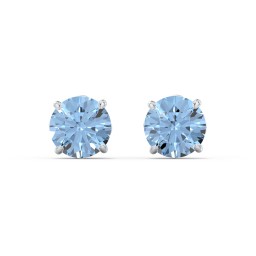 1 Carat Solitaire Stud Earrings in 925 Sterling Silver with Blue Topaz