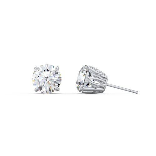 1 Carat Solitaire Stud Earrings – Sterling Silver with Lab Diamond