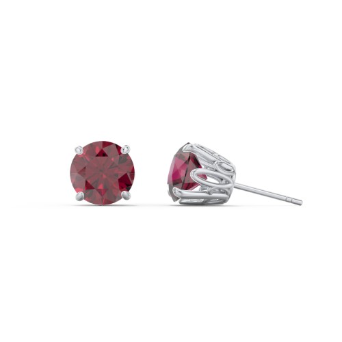 1 Carat Solitaire Stud Earrings – Sterling Silver with Ruby