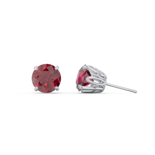 1 Carat Solitaire Stud Earrings – Sterling Silver with Ruby