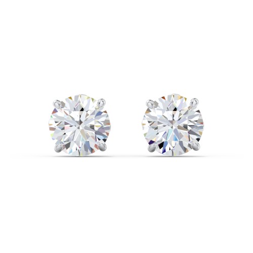 1 Carat Solitaire Stud Earrings – Sterling Silver with Lab Diamond