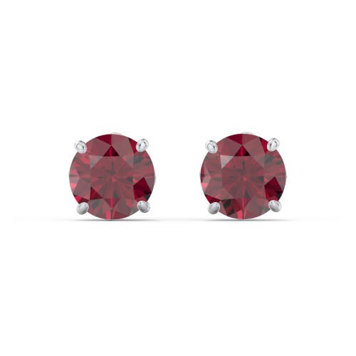1 Carat Solitaire Stud Earrings – Sterling Silver with Ruby