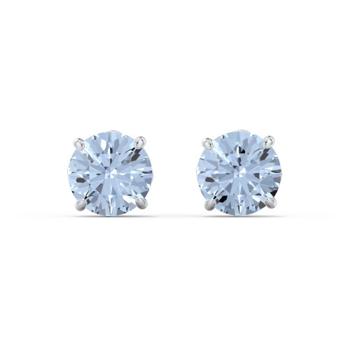 1 Carat Solitaire Stud Earrings – Sterling Silver with Aquamarine