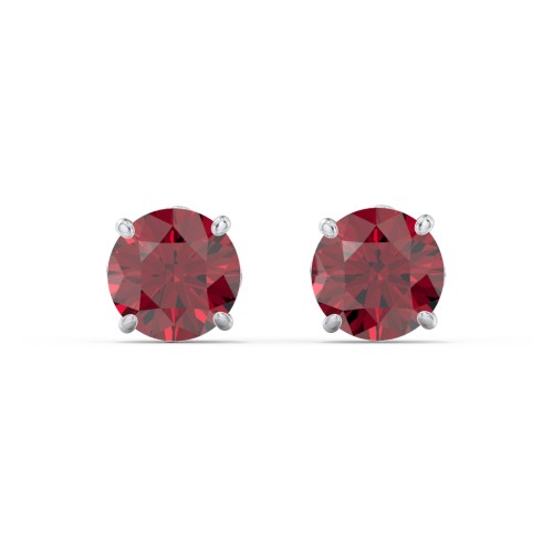 1 Carat Solitaire Stud Earrings – Sterling Silver with Ruby