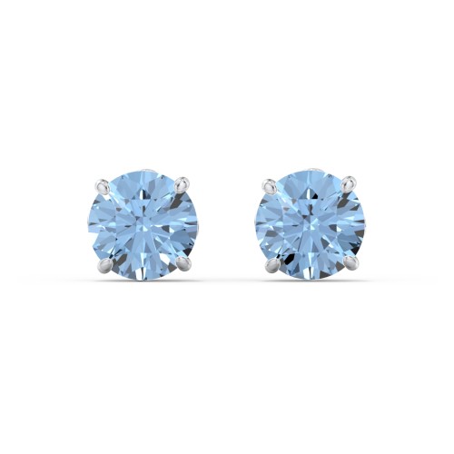 1 Carat Solitaire Stud Earrings – Sterling Silver with Blue Topaz