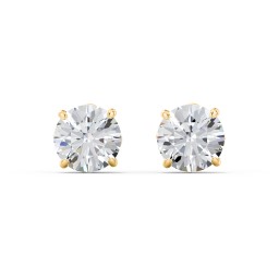 1 Carat Solitaire Stud Earrings in 10K Solid Yellow Gold with Cubic Zirconia